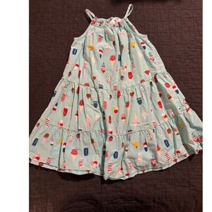 Hanna Andersson Girls Dress Size 110 (5) Ice Cream Print Tiered Sleeveless